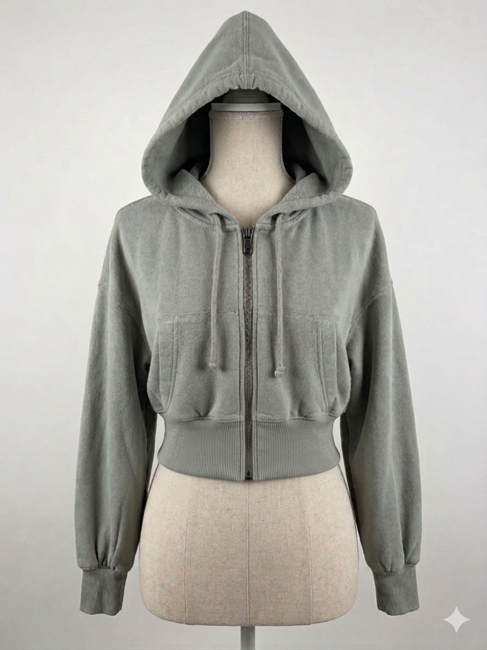 Aeropostale Cropped Zip Hoodie in Sage Green